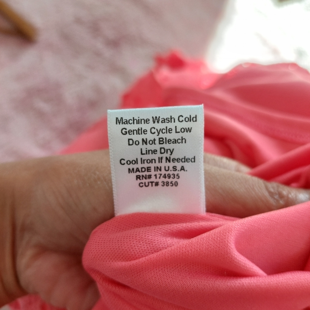 Renee C‎ It's The Dream Coral Pink Lace Midi Dress Size Large - Picture 10 of 10